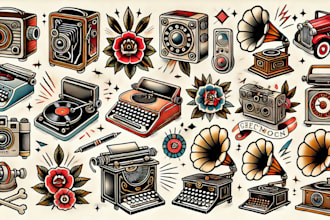 make a traditional tattoo in old school tattoo style design