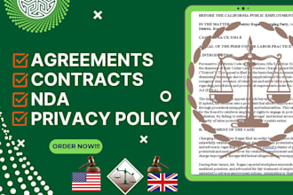 write legal contracts, privacy policy, agreements, nda, terms and conditions