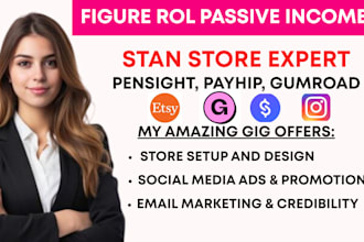 customize and setup gumroad payhip store stan store etsy digital prduct design