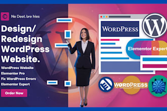 design redesign responsive wordpress website as a wordpress elementor expert