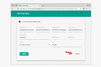 create twitter bot, livestreaming bot, youube bot, facebook api bot