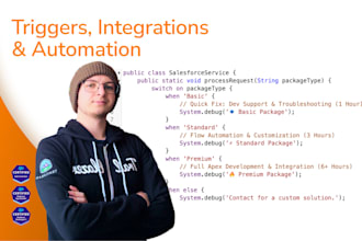 develop salesforce apex triggers, API integrations, and automation