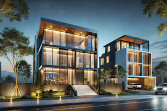 do 3d exterior render design for homes commercial building sketchup