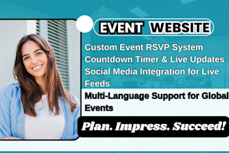 design a professional event website with online registration, ticketing systems