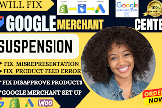 fix google merchant center suspension, misrepresentation issue gmc shopping ads