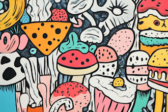 create colorful doodle art illustration