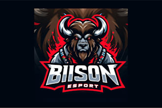 make high quality bison mascot logo for you in just two days