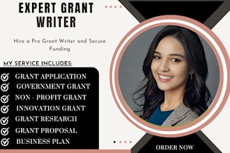 write grant proposals, applications, business plans, pitch decks to secure funds