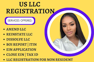 register US llc, amend llc dissolve llc, boi report, irs ein tax id, itin