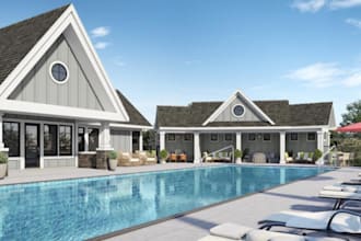 design, render villa,bedroom render with work space,backyard,cgi living interior