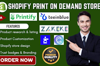 setup shopify print on demand dropshipping store via customily teeinblue gelato