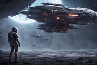 make best sci fi art spaceship or any design for you
