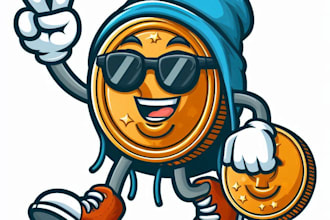 create custom funny meme coin character cartoon art for website, social media