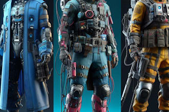 design cyberpunk and fantasy character splash art