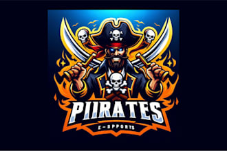 create modern pirates mascot logo with express delivery