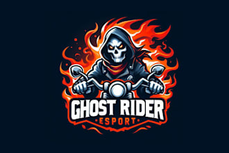 design creative ghost rider mascot logo with any file