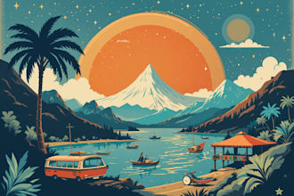 illustration retro vintage modern style travel poster