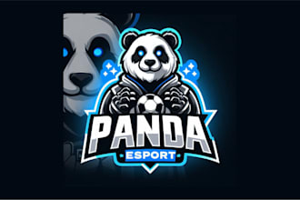 design creative panda mascot logo with free vector file
