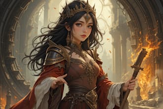 make illustration in fantasy and medieval style