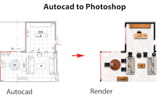 render humanized architectural 2d floor plans in photoshop