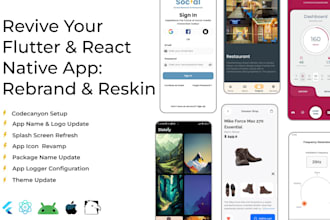 rebrand, redesign, flutter or react native app and codecanyon setup android, ios