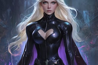 draw black and white comic superhero character line art