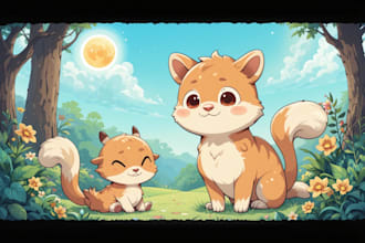 draw cute cartoon character and animal illustration