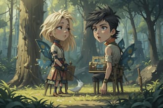 draw a digital cartoon illustration