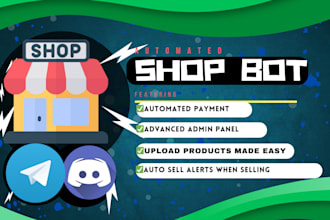 create automated shop bots on telegram, discord