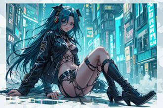draw cyberpunk art anime illustration for you