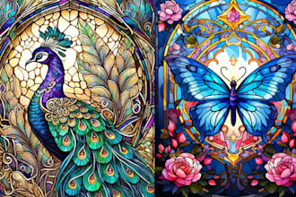 draw glass art stained glass illustration character design mosaic fantasy art