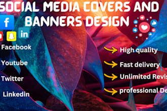design awesome facebook cover, youtube banner,etsy banner or social media header