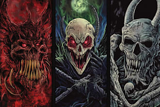 do an brutal dark horror metal art illustration