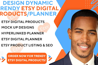 etsy digital product shop with digital product hyperlink planner, etsy sales seo