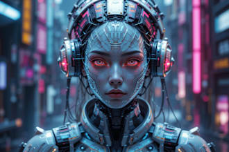 design stunning sci fi, cyberpunk, digital portrait