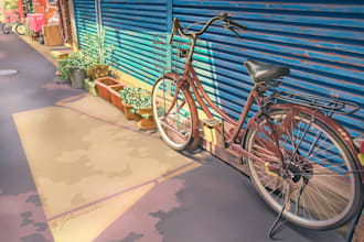 paint anime background art for game and animation