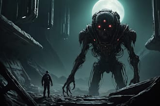 do sci fi horror and fantasy scene concept art illustrations