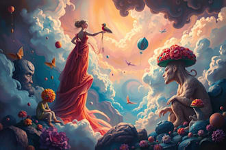 draw illustration in semi surrealism or airbrush style