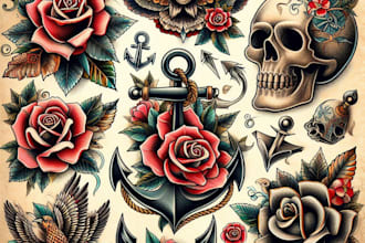 custom drawing your traditional or old school tattoo design