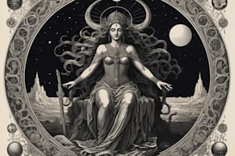 draw dark art illustration in vintage engraving style