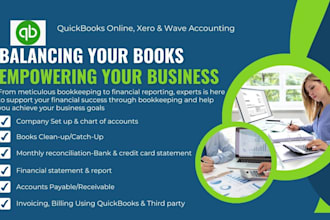 do accounting bookkeeping in quickbooks online, xero, wave accounting