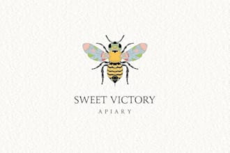 design a hand drawn bee honey natural branding logo