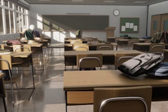 remodel interior 3d architecture, classroom design,commercial building,landscape
