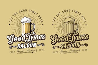 create vintage iconic small town bar logo