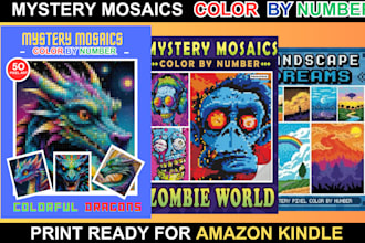 create your  mystery mosaic color by number coloring book for adults amazon kdp