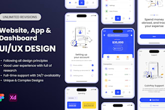 do website ui ux design, dashboard ui, mobile app ui ux design