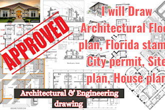 draw architectural floor plan, florida stamp, city permit, site plan, house plan