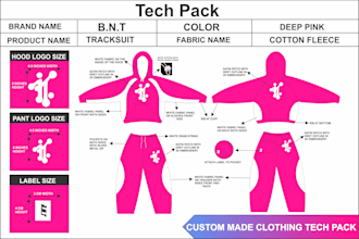 make your clothing tech pack and mockups for productions