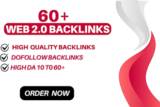 provide 60 premium web 2  0 backlinks from da 30 plus sites
