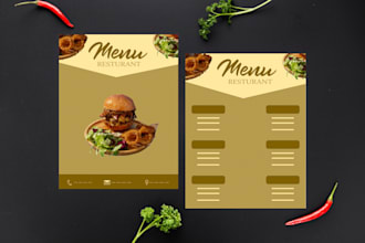 design menu resturant  board leaflets flyer and digital menu